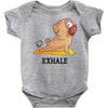yoga pug exhale Baby Bodysuit