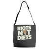 riots not diets Adjustable Strap Totes