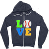 love baseball neon rhinestuds Zipper Hoodie