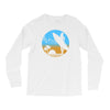 beach surfer silhouette birds sand waves palm Long Sleeve Shirts