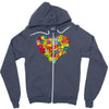 color flower Zipper Hoodie