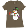 smiling snowman holding out christmas Ladies Fitted T-Shirt