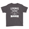 Legends Are Born In March Youth Tee