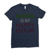 running is my happy hour Ladies Fitted T-Shirt