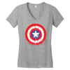 captain america dying bleeding logo Women's V-Neck T-Shirt