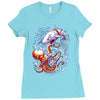 octopus vs shark Ladies Fitted T-Shirt