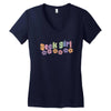 geek girl daisies Women's V-Neck T-Shirt
