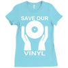save our vinyl dj club Ladies Fitted T-Shirt