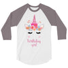 birthday unicorn family series birthday girl 3/4 Sleeve Shirt