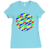 funny girly colorful patterns mustaches Ladies Fitted T-Shirt