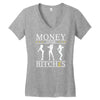 money over bitches graphic Women's V-Neck T-Shirt