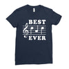 Best Dad Ever Funny Music Note Ladies Fitted T-Shirt