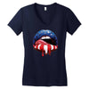 lips  independence day flag america patriotic Women's V-Neck T-Shirt
