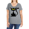 black cat Ladies Curvy T-Shirt