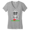 disc golf frisbee leaning on target basket innova Women's V-Neck T-Shirt