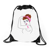 breast cancer girl power Drawstring Bags