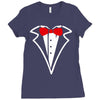 tuxedo bow Ladies Fitted T-Shirt