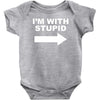 i'm with stupid mens Baby Onesie