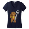 sad gingerbread Women's V-Neck T-Shirt