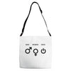 man woman geek symbols Adjustable Strap Totes