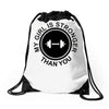 my girl is stronger than you (2) Drawstring Bags