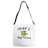 world's best mommy with flowers Adjustable Strap Totes