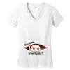 August Peeking Out Baby Boy in Spanish Women's V-Neck T-Shirt