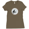 Dinosaur Riding A Bike To The Moon Ladies Fitted T-Shirt