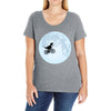 Biker Dinosaur - Dinosaur Riding A Bike To The Moon Ladies Curvy T-Shirt