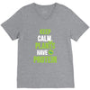 keep calm plants have protein V-Neck Tee