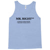 mr right funny t shirt humor sex college pimp tee s 3xl Tank Top