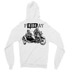 frideay white Zipper Hoodie