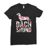 dachshund floral Ladies Fitted T-Shirt
