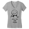 will run for pizza Women's V-Neck T-Shirt