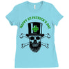 happy saint patrick day skull Ladies Fitted T-Shirt