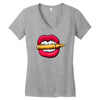 bullet in mouth Women's V-Neck T-Shirt