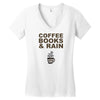 coffee books &amp; rain Women's V-Neck T-Shirt