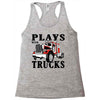 plays with trucks family matching Racerback Tank