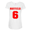 baker mayfield new jersey number Maternity Scoop Neck T-shirt