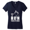 born to run forced to work Women's V-Neck T-Shirt