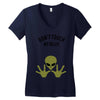 Alien Says Don't Touch My Belly Women's V-Neck T-Shirt