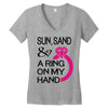 sun, sand &amp; a ring on my hand Women's V-Neck T-Shirt