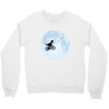 Biker Dinosaur - Dinosaur Riding A Bike To The Moon Crewneck Sweatshirt