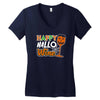 happy hallowine Women's V-Neck T-Shirt