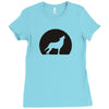 wolf howling at moon Ladies Fitted T-Shirt