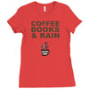coffee books &amp; rain Ladies Fitted T-Shirt
