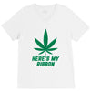 Support Liver Cancer Awareness With A Emerald Cannabis Leaf V-Neck Tee