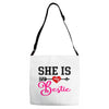 she is my bestie Adjustable Strap Totes