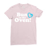 Bun in the Oven with Heart Baby Boy Ladies Fitted T-Shirt