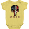 skull us flag live free or die Baby Onesie